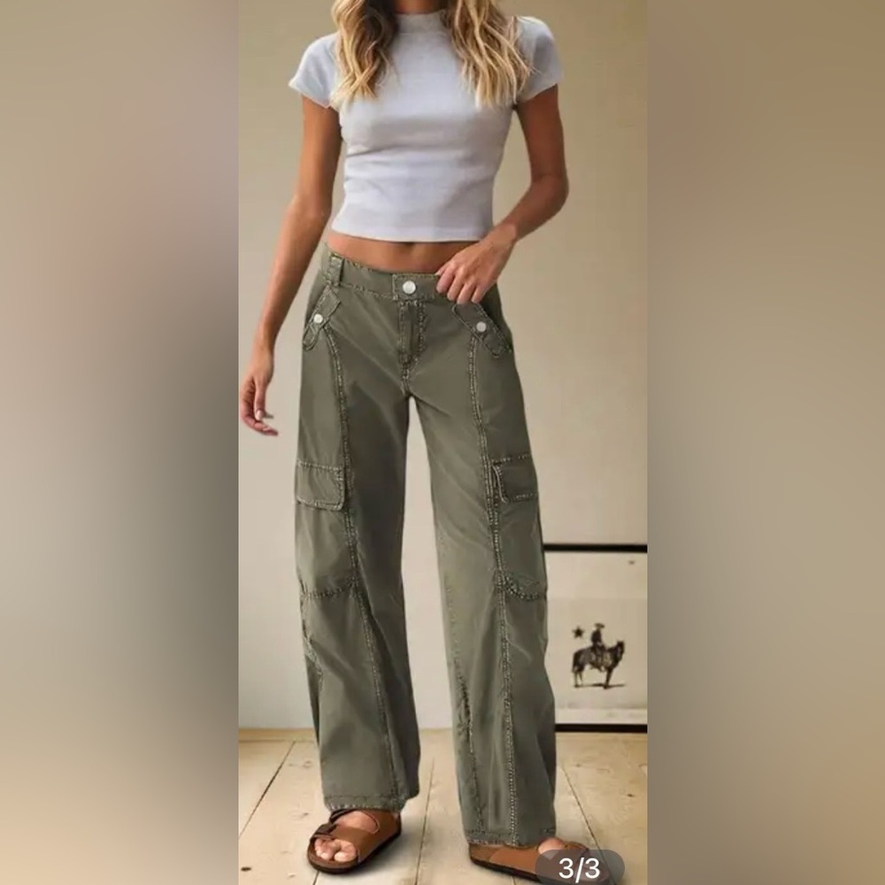 Stylish Olive Green Straight Leg Pants
